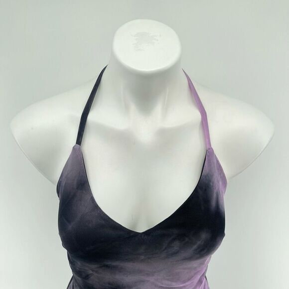 Windsor Groovy Baby Tie Dye Mesh Ruched Mini Dress Purple Gray Small NWT - Picture 5 of 17